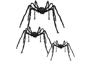 CHBOP 3 Large 150 cm 120 cm 90 cm Scary Spiders Set Halloween Spiders Giant Spider Halloween Horror Decoration Black
