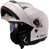 LS2, Casco modular moto STROBE II gloss white, L | Anti-fog