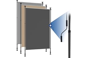 HOMEDEMO Senkrechtmarkise Außen, Vertikalmarkise ohne Bohren, Balkonrollo mit Handkurbel, Sichtschutz Sonnenschutz Windschutz, Balkon & Garten, 200 x (220-310) cm, Stoffbreite 185.5 cm, Anthrazit