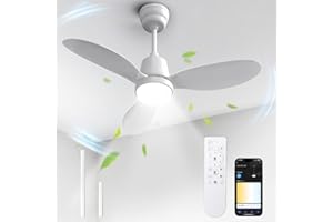 BLITZWILL Ventilatore da Soffitto con Luce, Ø87cm Ventilatori da soffitto con Illuminazione LED, Controllo App&Telecomando, 6 Velocità, 3 Colori Dimmerabile, 3 Pale, Silenzioso, Estate-Inverno,Timer