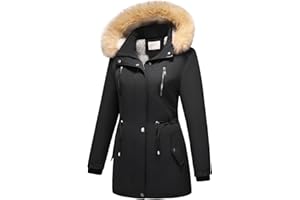 MODFUL Damen Fleece Daunenjacke Abnehmbare Kapuze Verdicken Sherpa Wintermantel Coat