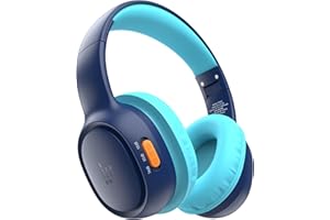 Tronsmart KH02 Cuffie Bluetooth 5.3 per bambini, Limite volume 74/85/93 dB, 45 Ore di Riproduzione, Cavo Audio integrato, Cuffie Wireless Pieghevoli con Microfono per Scuola, Viaggio, Aereo - Blu