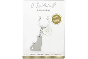 OH SO PRECIOUS PET KEEPSAKES Cat Memorial Keyring - Always in My Heart Charm | Bereavement Gift | Stainless Steel Pet Keepsake | Cat Lover Remembrance | Sympathy Gift