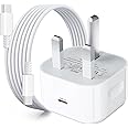 iPhone 15 16 USB C Charger 20W PD Type-C Fast Charger UK Wall Plug Power Adapter for iPhone 15 Pro/15 Plus/15 Pro Max/16/16 Pro/16 Plus/16 Pro Max, Included 6FT USB-C Cable