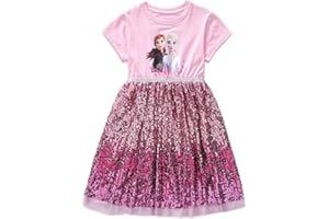 Renholin ELSA Kleider Shine Sommer Kleid Kurzarm Gefrorene Eiskönigin Prinzessin EIS Prinzessin Kostüm Mädchen Kinder Party Rock