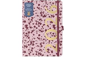 Busy B 2026 Weekly Diary A5 Planner with Burgundy Spray Cover - Daily Life Organiser, Jan-Dec - Pockets, Stickers & Notes Pages - Clever Design for Work, Home & School Planning
