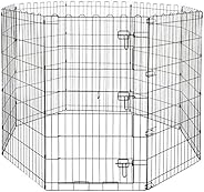 AmazonBasics Foldable Metal Pet Dog Exercise Fence Pen With Gate - 60 x 60 x 42 Inches