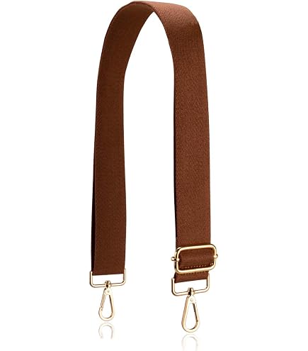 Tracolla per Borsa Donna, Tracolla Donna Regolabile 75-105 cm, Cinghia Larga 3,8 cm in Tessuto Marrone con Gancio Rotante a 360° e Adattatore, per Borse a Tracolla e a Spalla