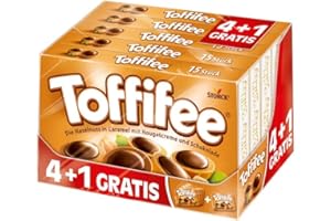 ‎TOFFIFEE Toffifee 4+1 Packungen Gratis, Haselnuss in Karamell, Nougatcreme und Schokolade, 625g