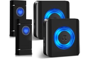 Campanello senza fili Satisure, campanello senza fili impermeabile IP55, 58 Melodie con 5 Livelli di Volume, Portata 400m, 2 Trasmettitore e 2 Ricevitore