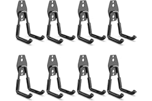3-H Haken Garage 8 Stück,Wandhaken Garage integrierter Stanztechnologie besteht, Wandhaken Schwerlast Doppelhaken für Leiter, Geräte, Werkzeuge, Schlauch, Elektrowerkzeugen