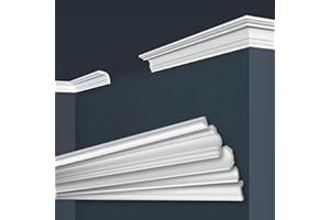 MARBET DESIGN Molduras de techo Marbet de espuma de poliestireno XPS - Molduras de estuco de alta calidad, ligeras y robustas con un diseño moderno - (Paquete económico de 30 metros E-43-50x50mm)