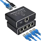 Ethernet Splitter, Gigabit Ağ B&ouml;l&uuml;c&uuml;, Bilgisayar, Hub, Anahtar, Y&ouml;nlendirici 1x4 Portlu, Evrensel Ağ Genişletici, USB-C G&uuml;&ccedil; G