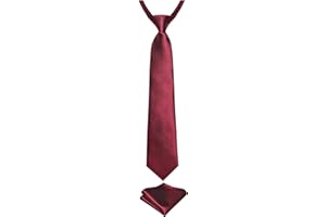 DiBanGu Pretied Tie for Boys Silk Necktie and Pocket Square Set for Age 7-15