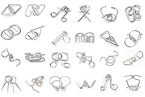 GOBFAR Rompicapo Metallo, 24 Pezzi Metallo Rompicapo Set, Giochi Rompicapo Gioco Intelligenza, Educativi IQ Test, Classico Rompicapi Perfetto Classico, Puzzle Educativo Intelligenza per Adulti e Bambini