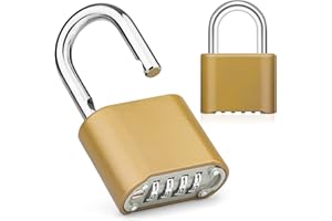 KTUEOV Candado Combinacion 4 Digitos, 1 PZ Candado Taquilla Candado Seguridad Combinacion Aleación de Zinc, 8mm Diámetro 240g Candado Numerico Exterior para Puerta, Cerca, Garaje y Colegio (Dorado)