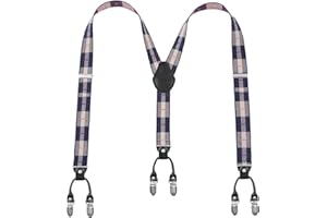 Lafayon Hommes Bretelles Bretelles Pour Hommes 6 Boucles Y Retour Rayé Heavy Duty Durable Élastique Réglable Bretelles Forte En Métal Clips Emballage Cadeau