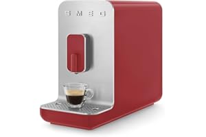 Smeg, Macchina da Caffè Espresso Automatica BCC01RDMEU, Macinacaffè Integrato, Sistema Thermoblock, Serbatoio Acqua da 1,4 L, Dimensioni Compatte, 1350W, Nero