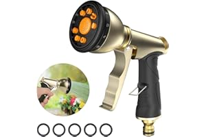 WHOLEV Pistolet d'arrosage Métal, Pulvérisateur de Jardin, 9 Modes D'arrosage Pistolet Arrosage Pulvérisateur de Jardin à Haute Pression pour L'arrosage De La Pelouse, Le Lavage De Voiture, Animaux
