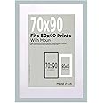 A2Z Home Solutions® Wall Photo Frame Light Grey 70x90 cm Frame With 80x60 cm Mount Picture Poster Print With Clear HD Perspex 30x15 MM Moulding Mounting Hooks MDF Backboard