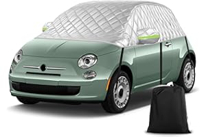 ZWPARTS Verdickt Autoabdeckung Ersatz für FIAT 500 VW Up Toyota Aygo Kia Picanto Citroen C1, Universelle Sonnenfest Hälfte Halbgarage UV Beständige Halbe Auto Abdeckplane Staubdicht Schneefest Outdoor Indoor