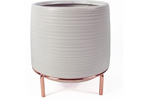 Leaf Macetas de cerámica, Soporte de Oro Blanco, 18 cm