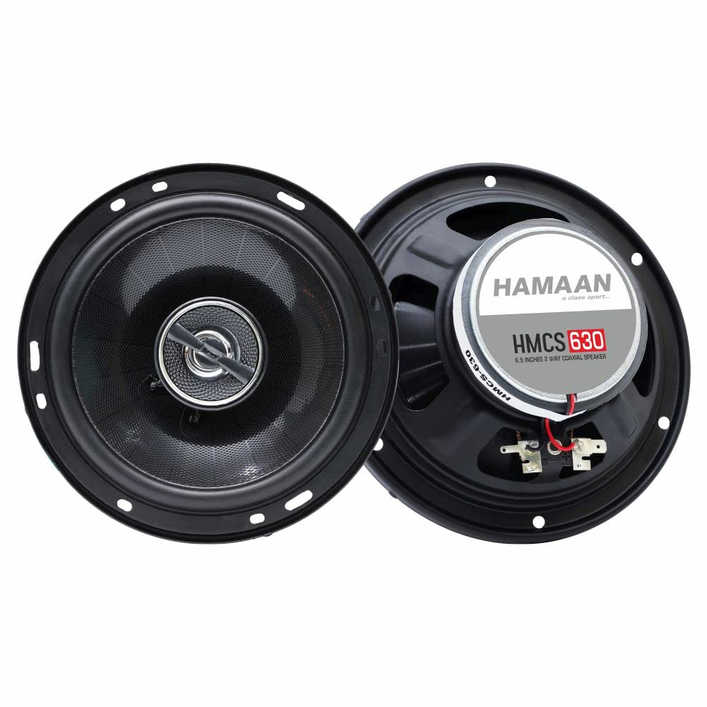 HAMAAN HMCS-630 High Performance 2 Way 6 Inches Coaxial High Bass Car Speaker with Rubber Foam Edge, Balanced Tweeter, 390w Peak Power,130w RMS (Pair, Black)