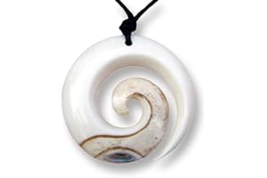 ISLAND PIERCINGS ISLAND piercing fatti a mano con ciondolo a forma di Spirale in manufatto amuleto Maori Koru Design con nastro PB144