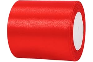 HONGCI Cinta Rojo Ancha 100mm, 22m Cinta de Satén Cinta Regalo Cinta Tela,Cinta de Lazo,Cinta de Globos,Cinta para Envolver Regalos,Navidad,Coche,Manualidades,Boda Cumpleaños Fiesta Decoración Cinta