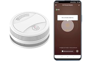 XNY Wi-FI Détecteur de Fumée avec Batterie Remplaçable, Détecteur d'Incendie Intelligent, Compatible avec Tuya et Smart Life APP, Certifié EN14604, 1 Pièces