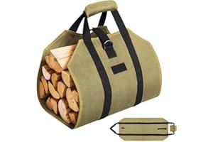 hicoosee Firewood Carrier Bag Canvas Waxed Large Firewood Log Tote Carrying Indoor Bag