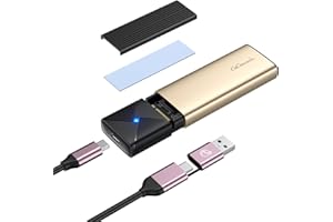 GiGimundo Boîtier SSD M.2 NVMe SATA Adaptateur, USB-C 3.2 Gen 2 10Gbps NVME PCIe, 5Gbps NGFF SATA M-Key(B+M Key) 2230/2242/2260/2280, Aluminum External Boîtier Disque Dur, Support UASP Trim, Or rose