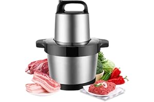 ODIKALA Picadora eléctrica, acero inoxidable, 1000 W, 6 L, picadora de carne extraíble, con 2 niveles de velocidad y 4 cuchillas extraíbles, protección contra el sobrecalentamiento, para carne vegetal y fruta