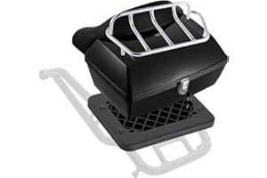 VEVOR Boîte supérieure de moto universel durable en PP, coffre de rangement arrière moto amovible étanche 48 L avec base multi-trous, adapté à 99% des cadres de moto