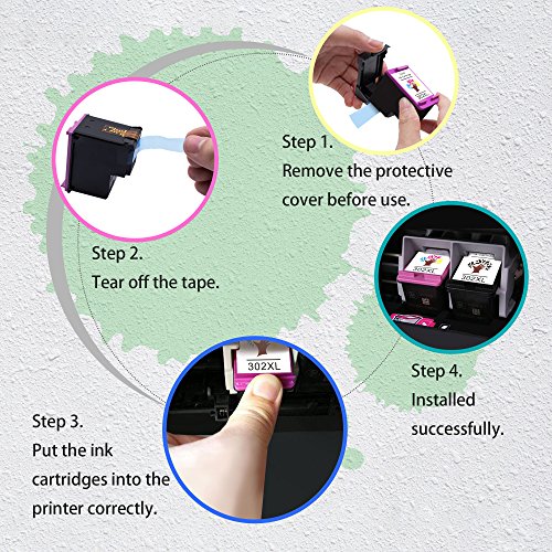 GREENSKY 2 paquetes cartucho de tinta compartible de reemplazo para HP 302 302XL para HP DeskJet 1110 1115 2130 2132 3630 3632 HP OfficeJet 3830 3831 3832 3833 4650 4651 HP Envy 4520 4521 4522 4523 Impresora -  1 Negro   1 Tri-Color 