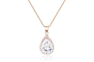 Linawe Crystal Chain Necklace for Women Trendy, Statement Diamond Pendant, Cubic Zirconia Summer Beach Boho Jewelry Set, 14K Gold/Rose Gold/Silver Birthstone Necklace