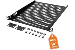 Tecmojo 10 tum 0,5U 260mm djup Hylla, Montering Fram för 10" Serverskåp, Ventilerad Bricka, Metallhylla, Förbättrad Luftcirku