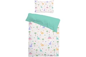 INTOMENG Dinosaur Kids Bedding 135×200 for Boys Single Quilt Cover Bed Duvet Cover Set with Zip Fastening 3D Dinosaur Microfibre Bedding Sets Comes with 50×75cm Pillowcase B Side Green