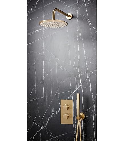WELLFOR 12 Inch Rainfall Bathroom Shower System, Rain Shower Head And Set Wall Mounted Shower Complete Combo Pressure Balancing Shower Valve Brushe - View #8