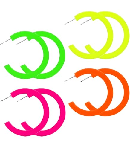 Lot 6 Colliers Fluos + 12 Bracelets Silicone – Accessoires Années 80/90 – Fête Halloween, Rétro