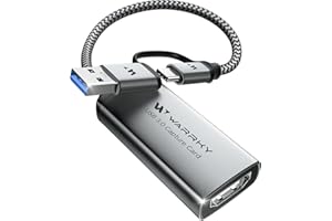 WARRKY Videoaufnahmekarte, USB 3.0 HDMI auf USB C 1080P 60FPS Audio Capture Card, für Gaming Live Streaming Video Recorder, Nylonkabel & Aluminiumgehäuse, kompatibel mit Windows/MacOS/Switch/OBS