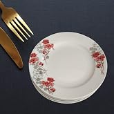 G&uuml;r al Porselen &Ccedil;i&ccedil;ek Desenli 6 Adet Dekoratif Tabak (25 CM SERVİS TABAĞI)