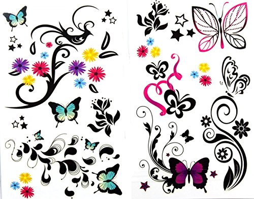 Fleurs Colorées Papillons