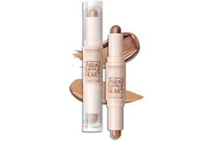 HERBENJOY Highlighter And Contour Stick, 2-In-1 Highlight Bronzer Stick Long Lasting Face Make-Up, Milti-Use Double Head Natural Look Cream Contour & Highlighter Stick, Soft Smooth Highlighter Makeup (03)