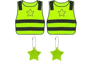 JTMKYO Lot de 2 gilets réfléchissants pour enfants avec 2 pendentifs réfléchissants en forme d'étoile, gilets réfléchissants à 360 degrés, gilets de sécurité pour enfants.