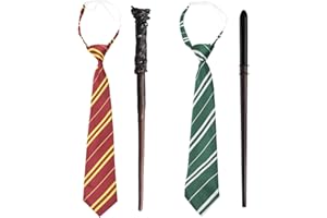 JSTHHTT Baguette Magique, Costume de Magicien Enfant, Cosplay Potter Ensemble, Deguisement Potter Enfant, Kit Robe Sorcier d'accessoires pour Halloween Fête Carnaval Party Noël