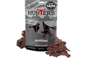 Hunters Biltong - Peppered Beef Biltong, 250g pack High Protein, low fat, Thin Tender Slices of authentic Beef Biltong, beef Jerky, Gluten & MSG Free, Convenient Snack