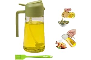 HOPASRISEE 2 in 1 Glass Oil Sprayer & Dispenser, oil dispenser for kitchen, oil sprayer for cooking, oil dispenser for kitchen spray, oil dispenser bottle, 2 in 1 oil dispenser and oil spray (green)