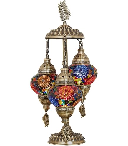 DEMMEX Lampada Da Tavolo Mosaico Turco | Collo Di Cigno Boheme | Fatta A Mano Con Paralume Colorato | 40cm - 2