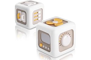 Zikenis Montessori Spielzeug ab 1 Jahr, Mit Schaltern, Ventilatoren, Spiegeln, Knöpfen, Schubladen, Würfelspielzeug eignen, Sensorisches Spielzeug für Kleinkind 1-3 Baby Geschenk